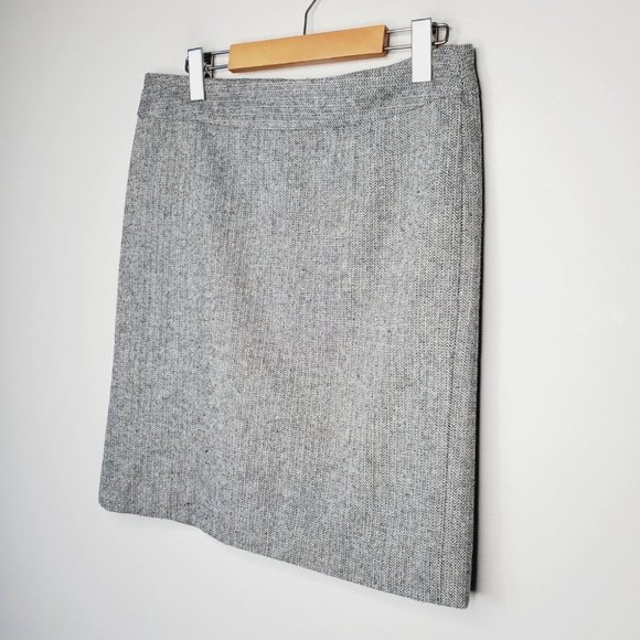 Banana Republic Pencil Skirt Herringbone Preppy Lady-like Career Wool Grey 4 - Picture 3 of 10